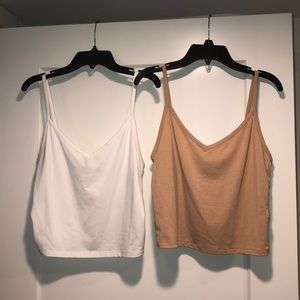 Tan And White Crop Tops